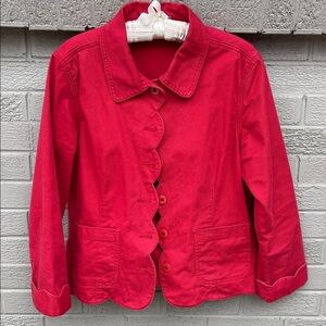 Isabella Bird Red Canvas Blazer- L